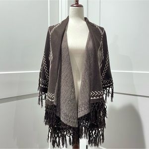 Boho Aztec Western Tribal Oversized Fringe Sweater